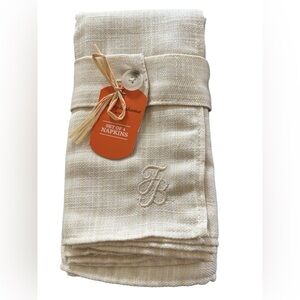 Tommy Bahama Logo Beige White Classic Set of 4 Dinner Napkins Square Holiday